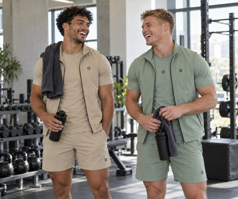Twee mannen in de ORION Strength Set na de training